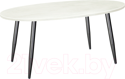 Обеденный стол Sheffilton SHT-TU14/120-80 МДФ овальный (черный муар/бетон крем) - фото