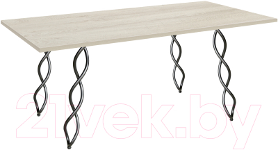 Обеденный стол Sheffilton SHT-TU17/120/80 ЛДСП (черный муар/дуб беленый) - фото