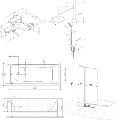 Комплект сантехники AM.PM Gem W90ASET-150D3W5