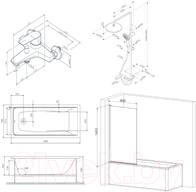 Комплект сантехники AM.PM W90ASET-170D8