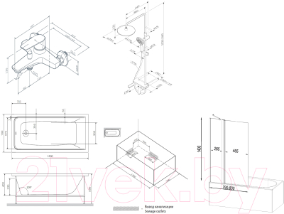 Комплект сантехники AM.PM Gem W90ASET-170D3W5