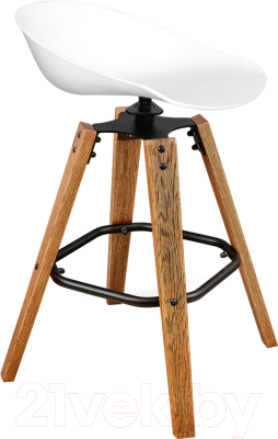 Стул барный Sheffilton SHT-ST19/S93 (белый/брашированный коричневый/черный муар) - фото