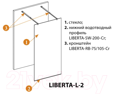 Душевая стенка Cezares LIBERTA-L-2-120-BR-Cr
