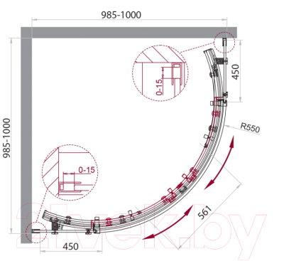 Душевой уголок BelBagno ACQUA-R-2-100-C-Cr
