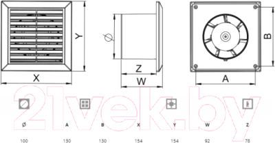 Вентилятор накладной Awenta Classic WC100T