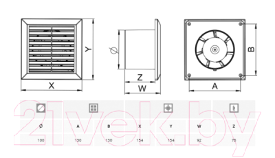 Вентилятор накладной Awenta Classic WC100W