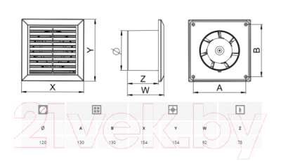 Вентилятор накладной Awenta Classic WC120T