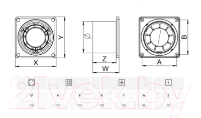 Вентилятор накладной Awenta Ring WWR100