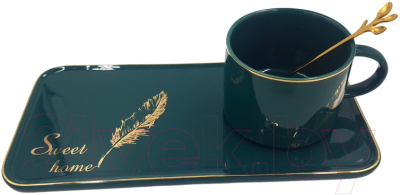 Чашка с блюдцем DomiNado TEA-02 (зеленый) - фото