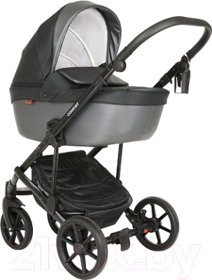 Детская универсальная коляска Pituso Confort Plus 2 в 1 (темно-серый/кожа серый металлик)