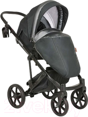 Детская универсальная коляска Pituso Confort Plus 2 в 1 (темно-серый/кожа серый металлик)
