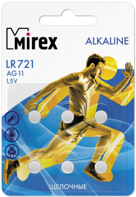 Комплект батареек Mirex AG11/LR721 1.5V / 23702-LR721-E6 - фото