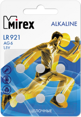 Комплект батареек Mirex AG6/LR921 1.5V / 23702-LR921-E6 - фото