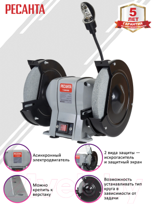 Точильный станок Ресанта Т-200/450 (75/7/3)