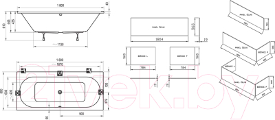 Ванна акриловая Ravak City Slim 180x80 / C921300000