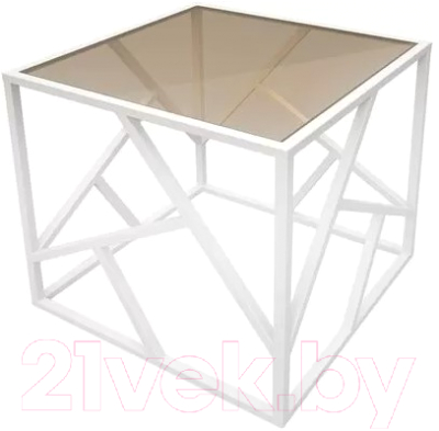 Журнальный столик РасГар Империал 50x50 (бронза прозрачный/белый) - фото