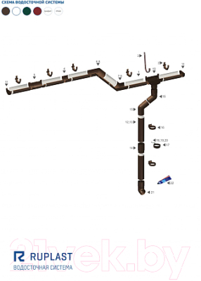 Угол желоба Ruplast Внутренний 90 градусов RAL 9010