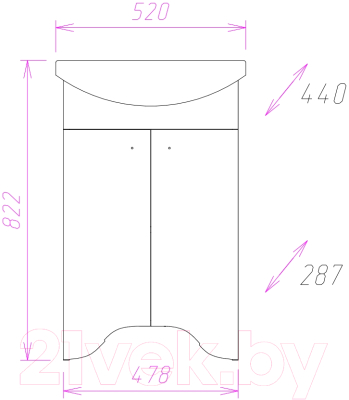 Тумба под умывальник Onika Омега 50.10 (105015)