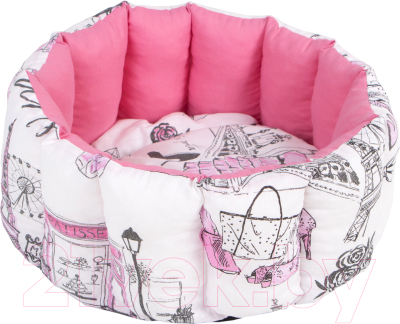 Лежанка для животных Happy Friends Ракушка круглая. Французские мотивы / stm 347 - фото