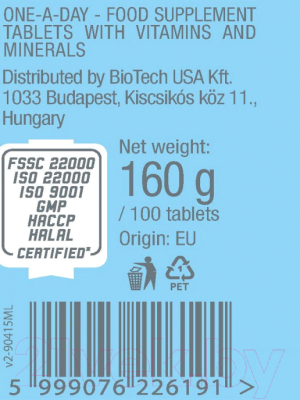 Витаминно-минеральный комплекс BioTechUSA One a Day / CIB000117