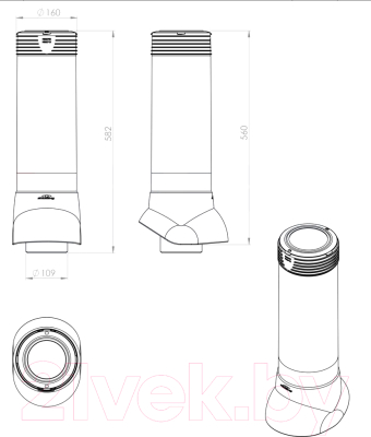 Выход вентиляционный на крышу Vilpe 110/ИЗ/500 RR11 / 741666