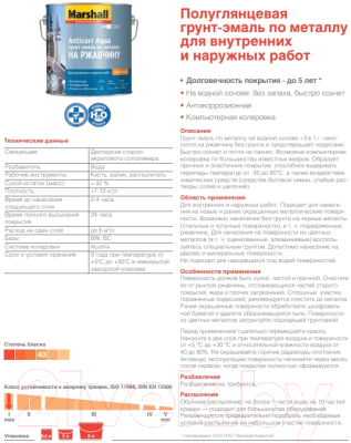 Грунт-эмаль MARSHALL Anticorr Aqua 3в1