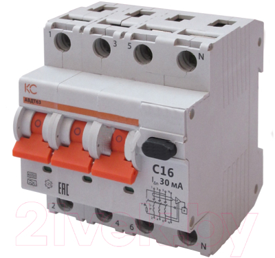 Дифференциальный автомат КС АВДТ-63 3р+N C 25А/100мА А 6кА / 72906 - фото