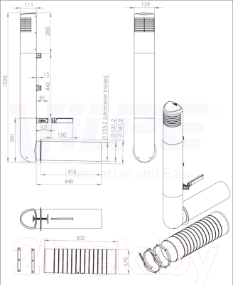 Цокольный дефлектор Vilpe Ross 125/135 RAL9016 / 790320