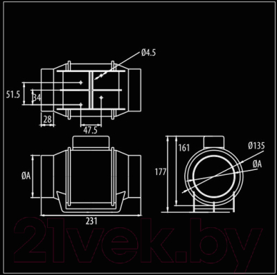 Вентилятор канальный Dospel D100 Turbo / 007-0405