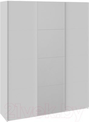 Шкаф-купе ТриЯ Траст СШК 2.180.60-15.13.15 3-х дверный (белый снег/стекло белый глянец/зеркало/стекло белый глянец) - фото