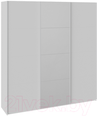 Шкаф-купе ТриЯ Траст СШК 2.210.70-15.13.15 3-х дверный (белый снег/стекло белый глянец/зеркало/стекло белый глянец) - фото