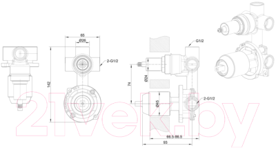 Встраиваемый механизм смесителя Bravat D969CP-B-ENG