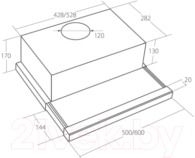 Вытяжка телескопическая Akpo Light Eco Glass Twin 50 WK-7