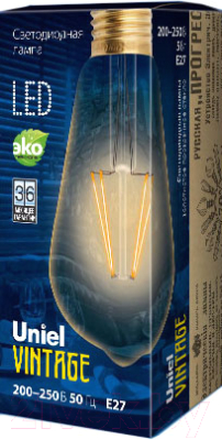 Лампа Uniel Vintage LED-ST64-5W/GOLDEN/E27 GLV22GO / UL-00002360 - фото