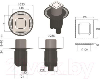 Трап для душа Berges Platz Norma 150x150 / 090059