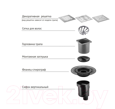 Трап для душа Berges Platz Uno 100x100 / 090069