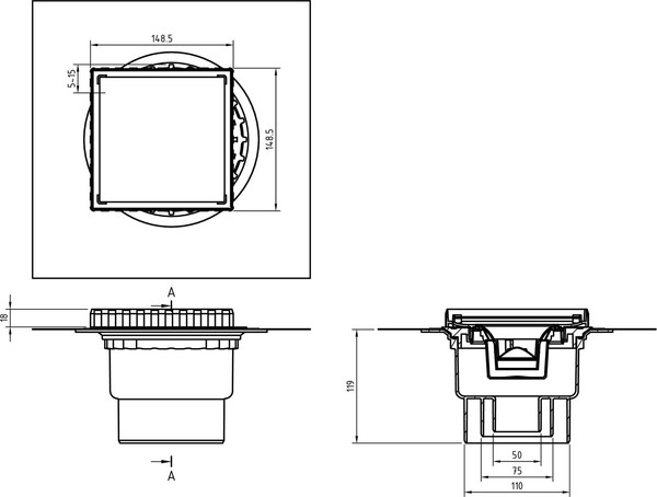 Трап для душа Berges Zentrum Keramik 150x150 / 093466