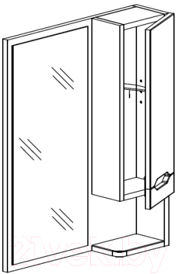 Шкаф с зеркалом для ванной СанитаМебель Сизаль 14.500 (правый)