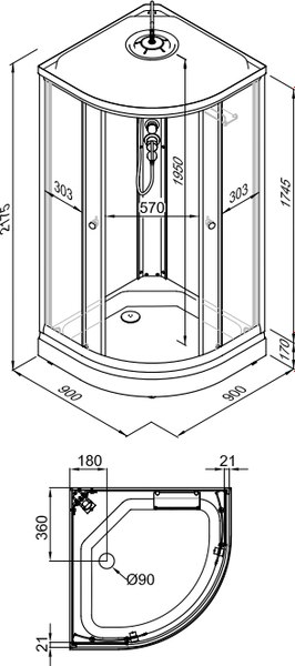 Душевая кабина Triton Вельвет A 90x90