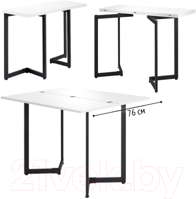 Обеденный стол Millwood Арлен 1 38/76x110x76 (белый/металл черный)