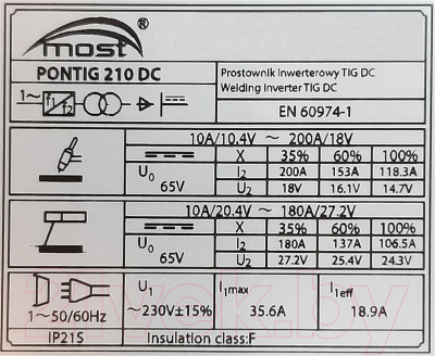 Инвертор сварочный Most PONTIG 210 DC / 5200005423