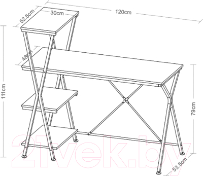 Стол-стеллаж Brabix Loft Cd-004 / 641220 (дуб натуральный)