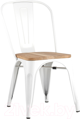 Стул Stool Group Tolix / YD-H440B-W LG-02 (белый глянцевый/светлое дерево) - фото