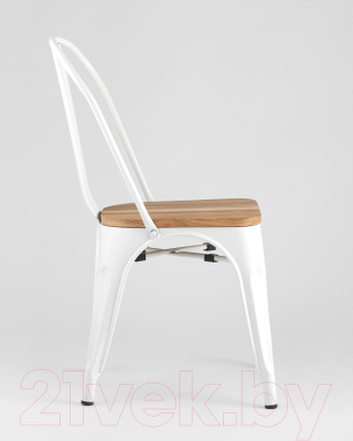 Стул Stool Group Tolix / YD-H440B-W LG-02 (белый глянцевый/светлое дерево)