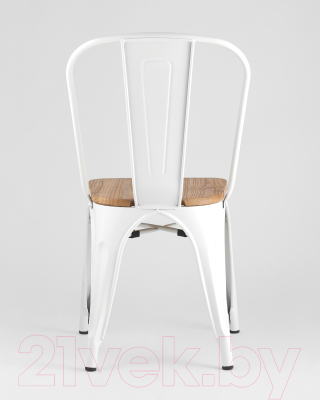 Стул Stool Group Tolix / YD-H440B-W LG-02 (белый глянцевый/светлое дерево)
