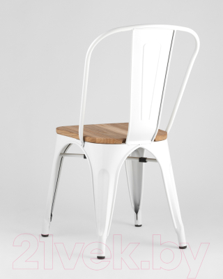 Стул Stool Group Tolix / YD-H440B-W LG-02 (белый глянцевый/светлое дерево)