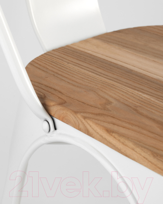 Стул Stool Group Tolix / YD-H440B-W LG-02 (белый глянцевый/светлое дерево)