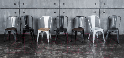 Стул Stool Group Tolix / YD-H440B-W LG-02 (белый глянцевый/светлое дерево)