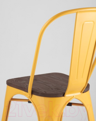Стул Stool Group Tolix Wood / YD-H440B-W LG-06 (желтый глянцевый/темное дерево)