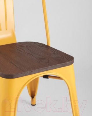 Стул Stool Group Tolix Wood / YD-H440B-W LG-06 (желтый глянцевый/темное дерево)